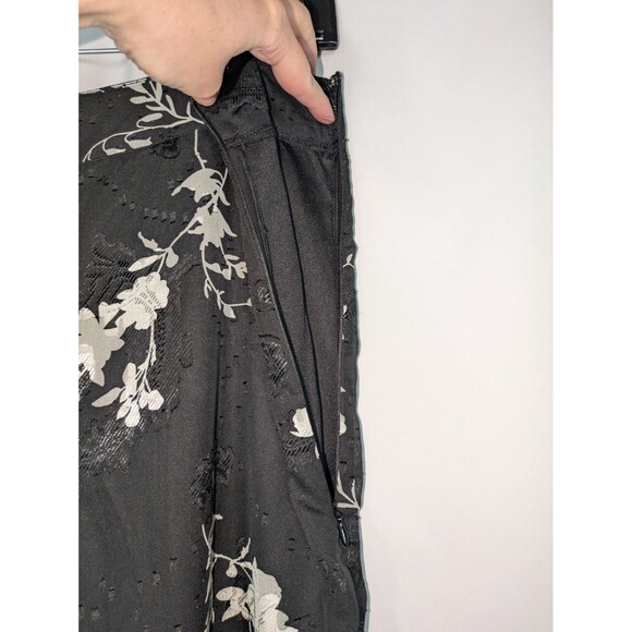 Lulus Pants M Women's Black White Floral Woven Wide Leg Lined Ankle Length Chic - Picture 4 of 9